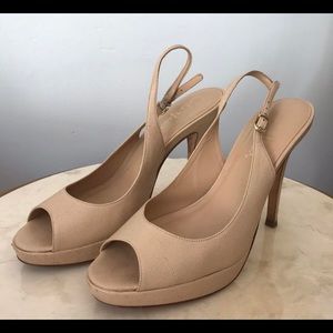 cole haan beige peep toe heels